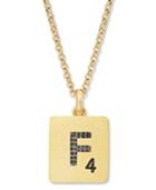 "scrabble 14k Gold Over Sterling Silver Black Diamond Accent ""f"" Initial Pendant Necklace"