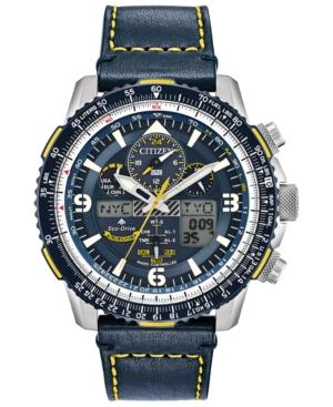 Citizen Eco-drive Men's Analog-digital Chronograph Promaster Blue Angels Skyhawk A-t Blue Leather Strap Watch 46mm
