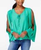 Xoxo Juniors' Slit-sleeve Tie-front Peasant Top