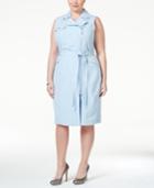 Calvin Klein Plus Size Belted Asymmetrical-zip Sheath Dress