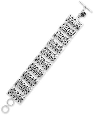 Lois Hill Rectangular Scroll Link Bracelet In Sterling Silver