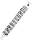 Lois Hill Rectangular Scroll Link Bracelet In Sterling Silver
