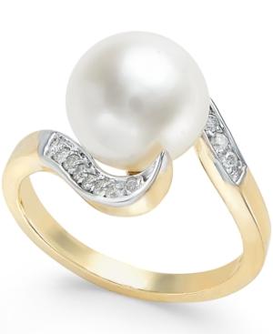 Cultured Freshwater Pearl (10mm) And Diamond (1/6 Ct. T.w.) Ring In 14k Gold