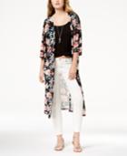 Ultra Flirt By Ikeddi Juniors' Printed Mesh Duster Kimono