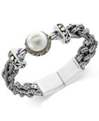 Pearl Lace By Effy Cultured Freshwater Pearl (14mm) Braided Chain Bracelet In Sterling Silver And 18k Gold