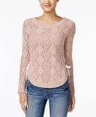 American Rag Lace-up Diamond-stitch Sweater, Only At Macy's
