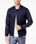 Ryan Seacrest Distinction Men's Slim-fit Navy Herringbone Varsity Bomber Jacket, Created For Macy's