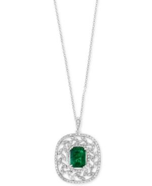 Final Call By Effy Emerald (1-3/8 Ct. T.w.) & Diamond (1/2 Ct. T.w.) Pendant Necklace In 14k White Gold