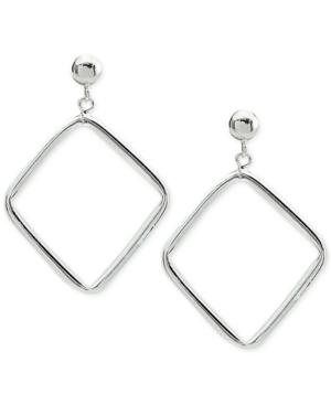 Geometric Square Drop Earrings In Sterling Silver