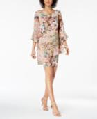 Connected Bell-sleeve Printed Chiffon Dress