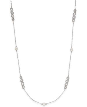 Danori Silver-tone Crystal And Imitation Pearl Station Necklace, Only At Macy's