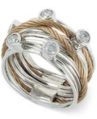 Charriol Women's Two-tone White Topaz Cable Ring