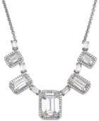 Arabella Swarovski Zirconia Graduated Frontal Necklace In Sterling Silver
