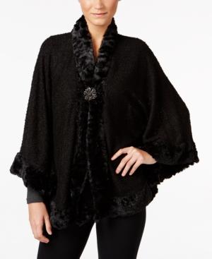 Jm Collection Faux-fur-trim Poncho, Only At Macy's
