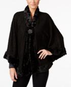 Jm Collection Faux-fur-trim Poncho, Only At Macy's
