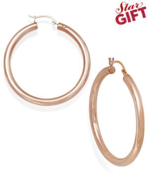Signature Gold Diamond Accent Hoop Earrings In 14k Rose Gold Over Resin