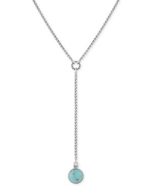 Lucky Brand Silver-tone Turquoise-look Lariat Necklace