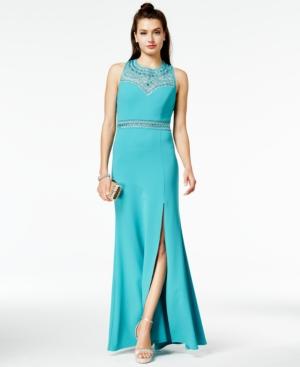 B Darlin Juniors' Rhinestone Illusion Gown