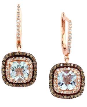 Effy Aquamarine (1-9/10 Ct. T.w.) And Diamond (1/2 Ct. T.w.) Drop Earrings In 14k Rose Gold