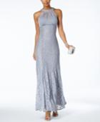 Nightway Illusion Glitter Lace Empire-waist Gown