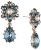 Marchesa Gold-tone Crystal, Stone & Imitation Pearl Double Drop Earrings