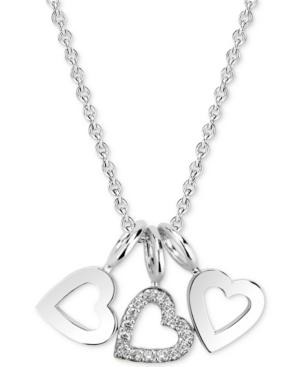 Sarah Chloe Diamond Accent Triple Heart Charm Pendant Necklace In 14k Gold-plated Sterling Silver, 16 + 2 Extender