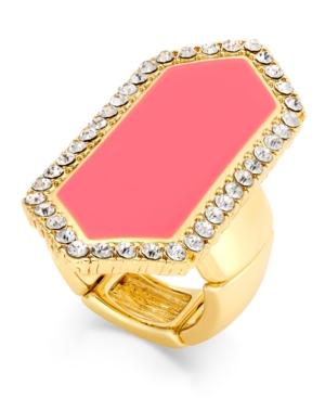 Thalia Sodi Pink Enamel And Crystal Stretch Statement Ring, Only At Macy's