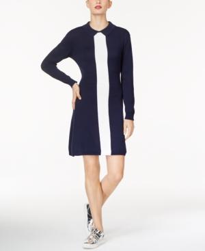 Lacoste Cotton Collared Colorblocked Dress