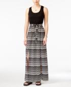 City Studios Juniors' Printed Belted Maxi Dress