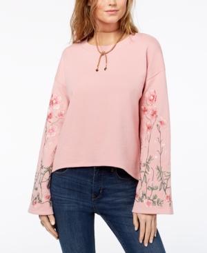 One Hart Juniors' Embroidered Bell-sleeve Sweatshirt