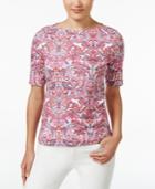 Charter Club Paisley-print Elbow-sleeve Top, Only At Macy's