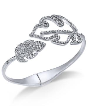 I.n.c. Silver-tone Pave Palm Leaf Bypass Bracelet, Created For Macy's