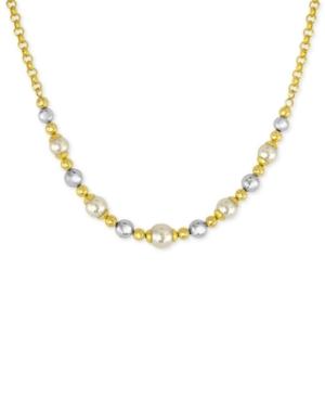Majorica Gold-tone Imitation Pearl Beaded Collar Necklace