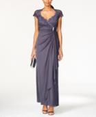 Onyx Open Back Lace Cap-sleeve Gown