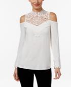 Thalia Sodi Lace Illusion Cold-shoulder Top, Only At Macy's