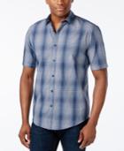 Alfani Men's Short Sleeve Ombre Plaid Shirt, Only At Macy's