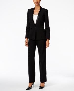 Tahari Asl Faux-leather-trim Pantsuit