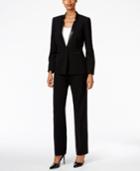Tahari Asl Faux-leather-trim Pantsuit