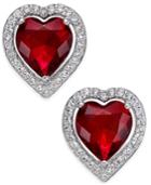Danori Silver-tone Red Crystal Heart Earrings