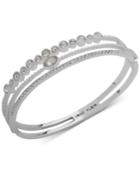 Anne Klein Silver-tone Crystal Triple-row Bangle Bracelet, Created For Macy's