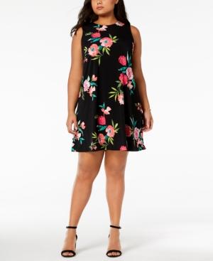 Jessica Howard Plus Size Floral-print Trapeze Dress