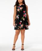 Jessica Howard Plus Size Floral-print Trapeze Dress
