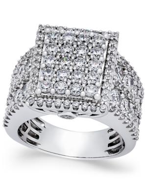 Diamond Square Cluster Engagement Ring (3 Ct. T.w.) In 14k White Gold