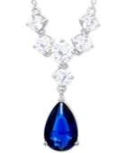 Giani Bernini Sapphire-look Cubic Zirconia 18 Statement Necklace In Sterling Silver, Created For Macy's