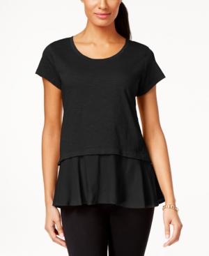 Style & Co Layered-look Peplum T-shirt, Only At Macy's