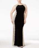 Xscape Plus Size Crochet Lace Column Gown