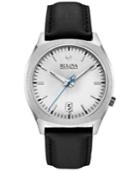 Bulova Accutron Ii Men's Surveyor Black Leather Strap Watch 41mm 96b213