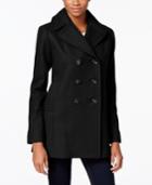 Kenneth Cole Petite Double-breasted Peacoat, Created For Macy's