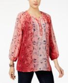 Style & Co Printed Peasant Blouse, Created For Macy's