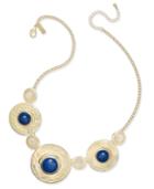 Inc International Concepts Gold-tone Navy And White Multi-stone Circle Statement Necklace, Only At Macy's